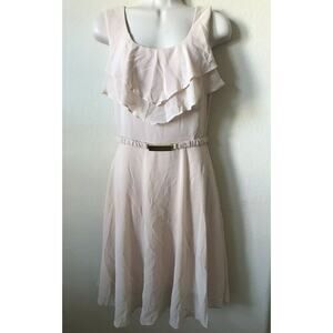 H&M Blush Nude Tiered Scoop Neck Sleeveless Belted Lined Women's Dress 6